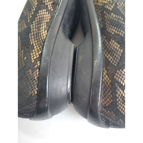 Dansko Olivia Black Gold Shoes Loafers Snake Print Comfort Shoes Women's Size 38 - Picture 12 of 13